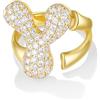 KissYan Anelli Donna con Iniziale A-Z, Oro Bolla Lettera Anello con Cubica Zirconia, Regolabili Personalizzato Anello Gioielli Regalo per Donne (Oro Y)