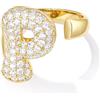 KissYan Anelli Donna con Iniziale A-Z, Oro Bolla Lettera Anello con Cubica Zirconia, Regolabili Personalizzato Anello Gioielli Regalo per Donne (Oro P)