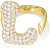 KissYan Anelli Donna con Iniziale A-Z, Oro Bolla Lettera Anello con Cubica Zirconia, Regolabili Personalizzato Anello Gioielli Regalo per Donne (Oro L)