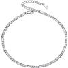 Silvora Cavigliere da Donna in Argento S925 Antiallergico Cavigliere di Perline/Rosa Catena Cubana Figaro Classica Accessori Estivi per Vacanze al Mare