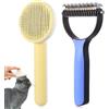 ANBEEISS 2 PzPettine per Cani Sottopelo, Pettine per Gatti, Pettine Antipulci Autopulente per Animali Domestici, Spazzola per Peli a Doppia Faccia, Pettini per Animali Domestici Gatto Cane Pelo Lungo Corto