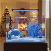 DarkWish Set Decorazioni per Acquario - Corallo in Resina, Sfera Sirena, Grotta in Ceramica, Stelle Marine & Perle - Deko Sicuro per Betta, Pesci Rossi, Acquari Dolci e Marini (Blu)