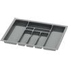 Sossai Inserto portaposate Sossai Divio per cassetti larghi 70 cm, 63x49 cm - ritagliabile, 8 scomparti, antracite, vassoio portaposate in plastica per la cucina