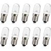 Ruiandsion Lampadina LED E10 220V 230V AC 8mm Base a vite Indicatore LED a risparmio energetico Lampadina LED E10 Base di aggiornamento, bianco caldo (confezione da 10)