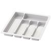 Sossai Inserto portaposate Sossai Divio per cassetti larghi 45 cm, 38x43 cm - ritagliabile, 5 scomparti, bianco, vassoio portaposate in plastica per cassetti da cucina