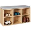 Amazon Basics - Scarpiera con Cuscino, Scarpiera con 6 Scomparti, Ripiani Regolabili, per Ingresso, 87 x 30 x 48cm, Rovere