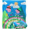 LOGOVISION Peppa Pig Coperta Silky Touch per bambini, 152 x 127 cm Il mondo è un'avventura di Peppa e George