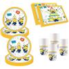Procos 10137423 - Set per feste S Minions: Rise Of Gru, set da 52 pezzi, 16 piatti, 16 bicchieri, 20 tovaglioli, stoviglie usa e getta, stoviglie per feste, decorazione da tavolo