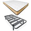 DUÉRMETE ONLINE Letto Completo con Materasso viscopeque Reversibile + Rete Rinforzata 40 x 30 mm con Gambe Metalliche filettate, Lega di Acciaio, Grigio, 105 x 190