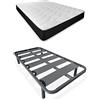 DUÉRMETE ONLINE Letto Completo con Materasso Pocket Visco Reversibile (Lato Inverno/Estate) + Rete Rinforzata 40 x 30 mm con Gambe Metalliche filettate, Lega di Acciaio, Grigio, 105 x 190