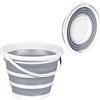 Relaxdays Secchio Pieghevole, 10 L, con Beccuccio e Occhiello per Appenderlo, Secchiello Camping e Pesca, Grigio Bianco