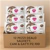 Generico Salviettine Igienizzanti per Cani e Gatti con Clorexidina 100 Pezzi Pop-Up - 12 Confezioni - Salviette Detergenti Rinfrescanti al Talco per Pelo, Musetto e Zampe, Formula Naturale Made in Italy