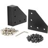 Yeebyee 3030 - Piastra angolare a forma di L, 5 fori, 90 gradi, con viti M6 x 10 mm e dadi a T per profilo di estrusione in alluminio serie 30 x 30 mm, 8 pezzi (confezione da 3030 L)