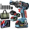 Yanhama Avvitatore A Impulsi 1400 Nm, Batteria 2 * 4500mAh, Kit Avvitatore A Percussione Senza Spazzole 21V Da 1/2 Pollici, 6 Prese, Per I Dadi Delle Ruote Dell'auto, Motocicletta, Camion