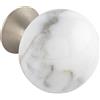Furnipart Maniglia in porcellana dritta ø 28 mm - Pomello rotondo - Pomello per armadio, marmo porcellana bianco/zinco pressofuso effetto acciaio inox