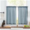 TOPICK Tende cucina lino Passante tenda da bistrot porta finestra balcone stile country roulotte 2 pezzi corte semi-trasparenti rustiche soggiorno doccia tenda per interni 65L x 90A cm, Blu