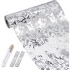 Samlonge 28CM x 20M Runner da Tavola in Argento, Runner da Tavola in Poliestere Tovaglia Glitterata Metallica con 1 Forbice e 2 Nastri per Bodas Fiestas Cumpleaños Celebraciones
