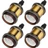 EXTRASTAR E27 Vintage Portalampada, Edison retro lampada a sospensione, Adattatore in ceramica solida, 4 Pezzi di champagne oro socket [Classe di efficienza energetica A+]