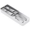Lifewit Portaposate Rimovibile Per Cassetti, 42 X 14,5 X 6 Cm, 4 Scomparti, Compatto, Organizer Per Cucchiai/Forchette/Coltelli, Bianco E Grigio