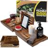 Temple Spring Vassoio da Bagno Pieghevole in Legno di Acacia, Mensola Estensibile per Vasca, Tavola Spa per Adulti, Caddy da Vasca, Set Accessori Bagno in Legno - Non in Teak