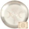 CREATCABIN Piatto Rituale Lunare Piatto Altare Ciotola Piatta in Acciaio Inox Vassoio Rotondo Ciotola Offerte Preghiera Portacandele Bruciare Incenso Meditazione Tarocchi Gioielli Rabdomanzia 14cm