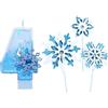 Lguaquanx Candeline Compleanno Numeri 4 Anni, Candela Froze 4 Anni, Candele di Compleanno con Numero di Fiocco di Neve e Argentato Glitter, Decorazioni per Feste Anniversari per Ragazze