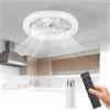 Anyingkai Lampadario con Ventilatore da Soffitto,Ventola Soffitto con Luce,Plafoniera con Ventilatore da Soffitto con Luce e Telecomando (Bianco-1)