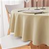 Yeahshion Tovaglia Rotonda Antimacchia Beige Φ120cm, Tovaglia in Poliestere Impermeabile con Piccolo Bordo Increspato per Tavolo, Sala da Pranzo, Ristorante