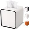 GORESE Porta Fazzoletti, Quadrata Scatola per Fazzoletti in Pelle dispenser per fazzoletti Tissue Box per ufficio, casa, auto, bagno(Bianco)