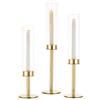 Sziqiqi 3 Pezzi Portacandele Candelabro Oro per Matrimonio - 48/42/36cm Portacandele in Metallo Candeliere Decorativo Candelabro con Vetro per Centrotavola di Nozze Natalizio Tavola Caffè Decorazione