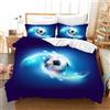 Leleyouzer Copripiumino da Calcio 3D 135×200 cm,Biancheria da Letto con Stampa di Calcio per Ragazzi,in Microfibra con Cerniera e 2 Federe 50 x 75 cm(f2)