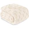 Exclusivo Mezcla Coperta in Pile, Copriletto Leggero e Morbido, 150x200 cm | Copridivano, Usi Multipli, All'aperto, Jacquard a Quadri, Flanella, Traspirante, Tutte le Stagion, Avorio