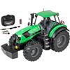 Carson 1:16 Trattore Deutz-Fahr 8280 TTV 100% RTR - Veicolo telecomandato, veicolo da cantiere con funzioni luci e suoni, batterie e telecomando inclusi, verde, RC, Remote Controled Car