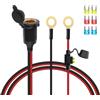 GELRHONR Adattatore accendisigari a cablaggio terminale O-Ring, 12 V-24 V 8 mm terminale con occhiello a presa accendisigari femmina, cavo di prolunga con fusibile da 20 A, per pompa d'aria inverter