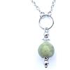 Generic Collana donna minimalista in acciaio inox con pendente perla in pietra naturale (Verde)