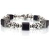 Generic Bracciale rigido donna perle in vetro e cristalli stile chic acciaio inox fatto a mano in Francia (Nero)
