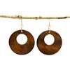 Generico ◦-●◉ஐ ORECCHINI ROTONDI, ROBUSTI, CIRCOLARI, FORATI, IN LEGNO COLOR MOGANO ஐ◉●-◦ Orecchini lunghi realizzati con dischi di legno in una splendida tonalità marrone con monachelle dorate, marrone