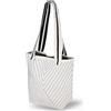 Baiyanor Borsa da spiaggia a maglia, borsa a tracolla, borsa da spiaggia, grande shopper da donna, borsa sportiva, borsa a tracolla, borsa estiva per viaggi, uso quotidiano, Linea Bianca