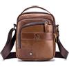 pundarika Borsello Uomo in Vera Pelle - Tracolla Crossbody e Borsa Messenger Marrone con Tracolla Regolabile