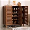 angroups Scarpiera Salvaspazio Slim, scarpiera con 3 Ante e 5 Ripiani,Mobile Porta Scarpe in Legno con Cassetto，Shoe Rack per Ingresso Camera da Letto,Soggiorno 96x33x90cm