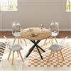 GrandCA HOME Tavolo da Pranzo con 4 Sedie, Tavolo da Pranzo Rotondo da 100 CM, Sedia da Cucina Imbottita Trasparente, Set Tavolo da Pranzo e Sedie (Chiaro + Grigio)