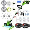 SUAIIOLK Decespugliatore a Batteria 21V, Tagliabordi a Batteria con 2 Batterie 4,0Ah, 5 Tipi di Lame Tagliaerba Elettrico Angolazione regolabili Decespugliatore, per giardino, prato, arbusti, green