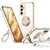 XYZ Cover per Samsung Galaxy A36 5G, con Supporto ad Anello Doppio Cuore, con Cordino per Ragazze e Donne, Cover Protettiva di Lusso Carina e Scintillante per Samsung A36 5G, Bianco