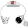 HuaLiSiJi Prolunga Schuko 16 A 250 V con interruttore, cavo corto 2 AC IP44 (90 ° bianco 1 m)