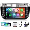 Rimoody 2G+64G Wireless Carplay Android Autoradio per FIAT Linea Punto Evo Linie 2012-2015 7 Pollici Autoradio 2 Din con Android Auto GPS Navi WiFi Mirror Link Bluetooth FM/RDS/EQ/SWC Telecamera Posteriore