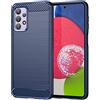 owlhold Cover per Samsung Galaxy A23 4G/5G, Custodia Spazzolata e Fibra di Carbonio Morbido Silicone TPU Slim Fit Case, Antiurto, Antigraffio, Antiscivolo, Protezione Grado Militare, Blu