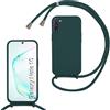 Belzsxy Cover per Samsung Galaxy Note 10 con Cordino, Custodia con Laccio Collana Tracolla Collo Liquido Silicone Antiurto TPU Antiurto AntiGraffio Case,Verde