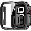 Amizee 2 Pezzi Cover Compatibile con Apple Watch Series 11/10 46mm con Vetro Temperato, Custodia Sottile Anti-Graffio e HD Clear Pellicola Protettiva per iWatch 46m, Nero