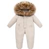 Fewlby Bambino Tute da Neve di Piuma Tuta da Sci Inverno Pagliaccetto con Cappuccio Tutina Ragazzi Ragazze Abiti invernali/Beige 18-24 Mesi