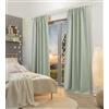 Home WOHNIDEEN Tenda oscurante Ashton, decorazione strutturale 100% Blackout, con nastro combinato da 10 cm, colore: salvia, dimensioni: 245 x 135 cm, numero: 1 x